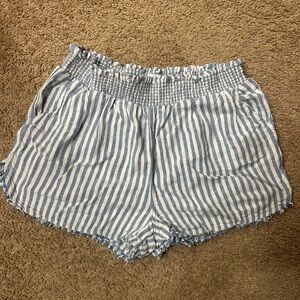 True Craft Blue and White Striped Women Shorts